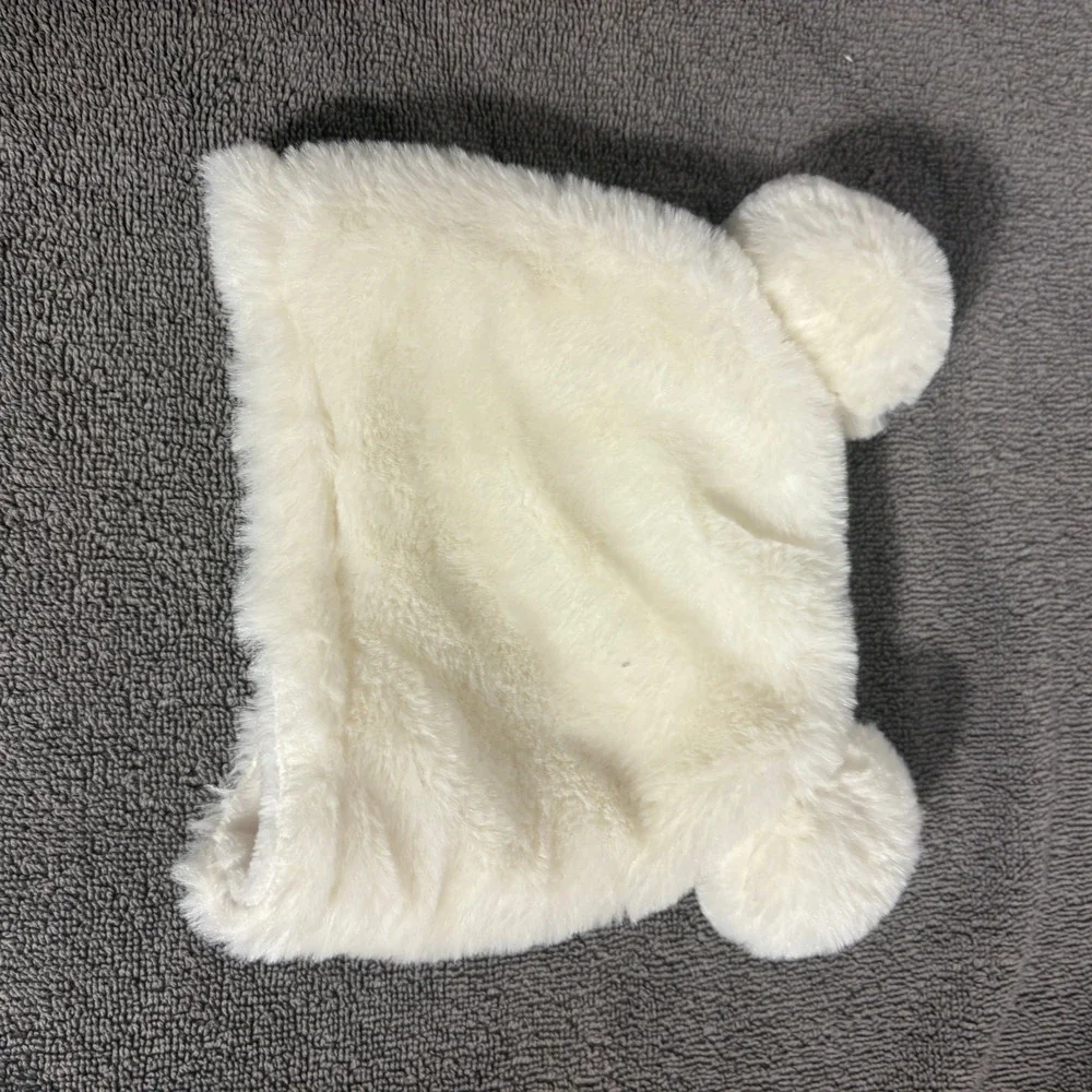 SL Home Fashions Faux Fur Bear Ear Beanie Cream White Fuzzy Winter Hat Kids